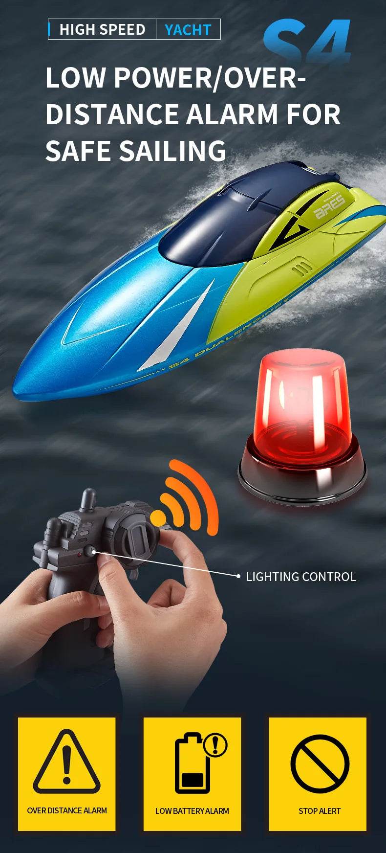 RC High-Speed 2.4G Remote Control Racing Boat - Electric RC Speedboat for Outdoor Fun, Ideal Gift for Boys, 20 Minutes Playtime - ToylandEU