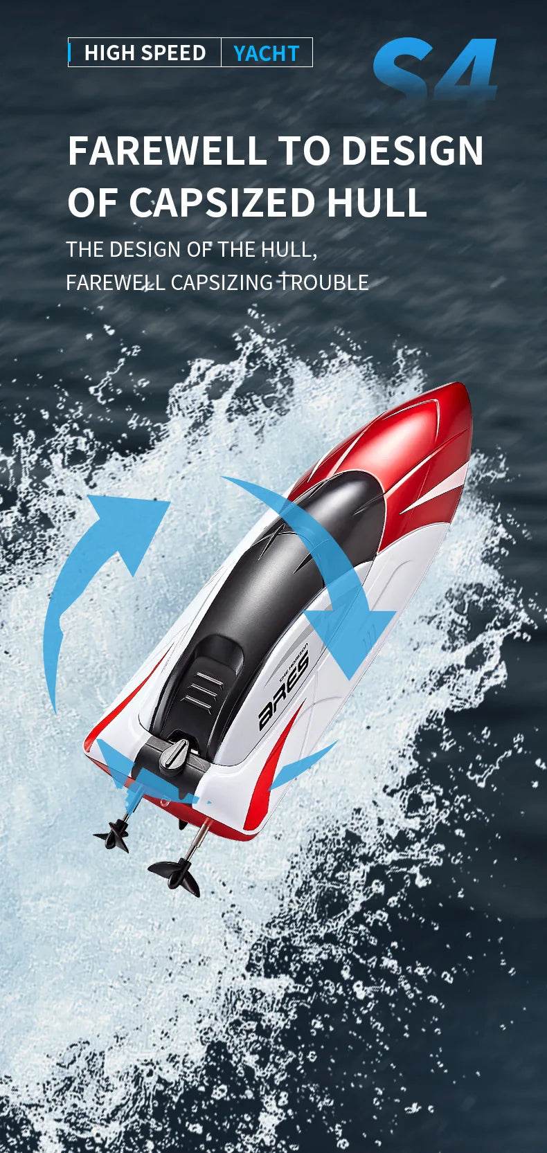 RC High-Speed 2.4G Remote Control Racing Boat - Electric RC Speedboat for Outdoor Fun, Ideal Gift for Boys, 20 Minutes Playtime - ToylandEU