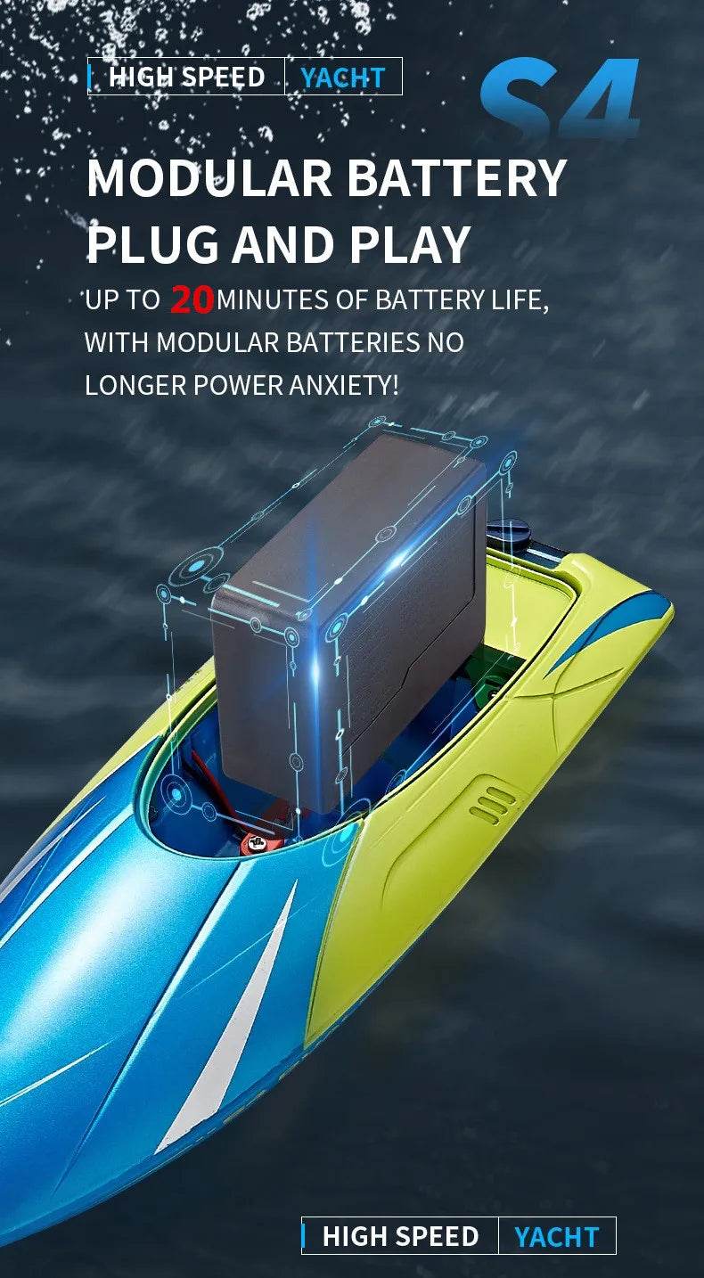 RC High-Speed 2.4G Remote Control Racing Boat - Electric RC Speedboat for Outdoor Fun, Ideal Gift for Boys, 20 Minutes Playtime - ToylandEU