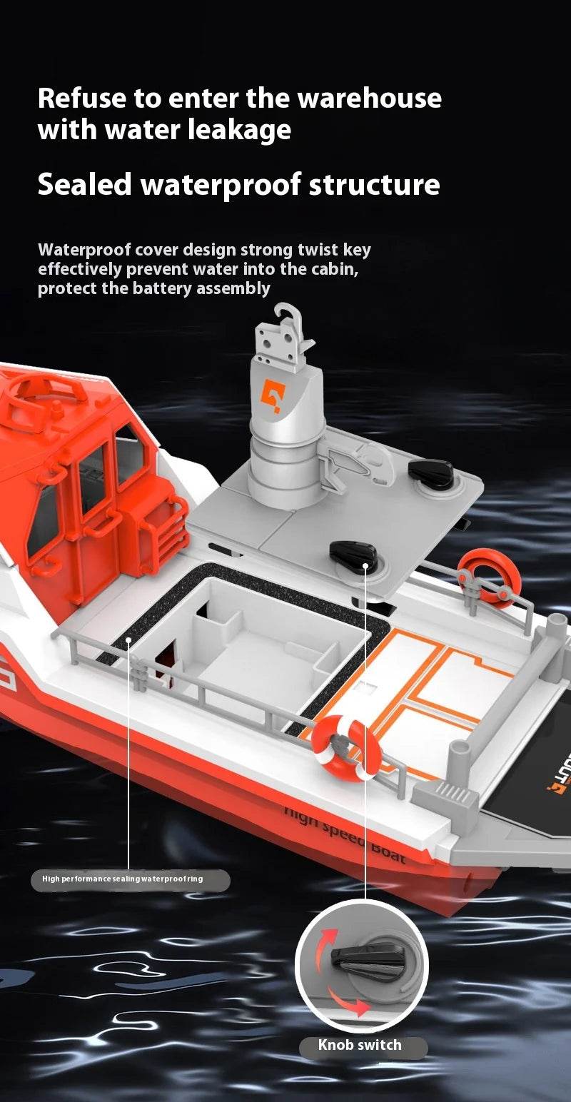 RC High-Speed 2.4G Wireless Brushless RC Rescue Tugboat - Remote Control Boat for Kids and Adults, Perfect Gift for Birthdays - ToylandEU