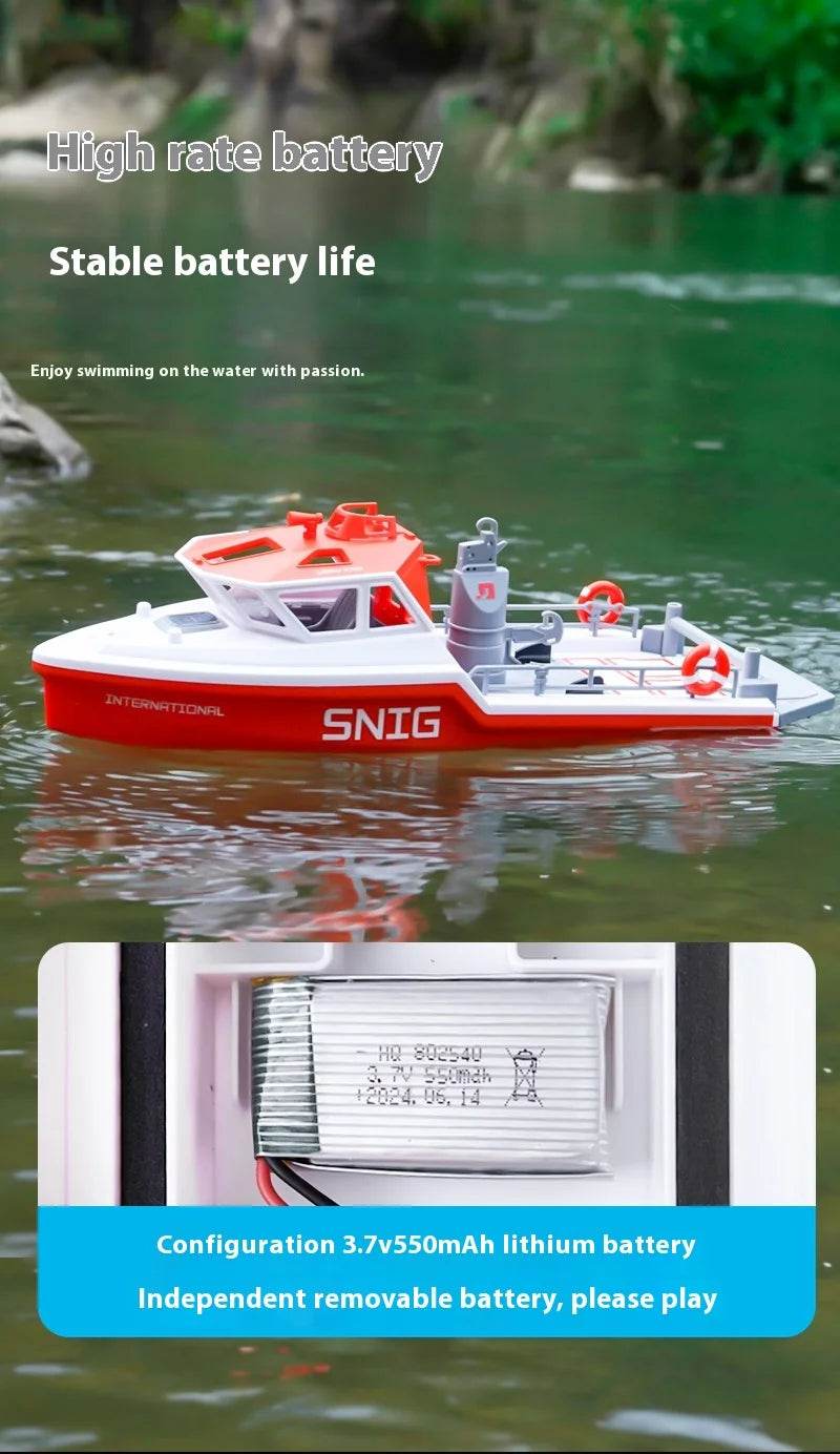 RC High-Speed 2.4G Wireless Brushless RC Rescue Tugboat - Remote Control Boat for Kids and Adults, Perfect Gift for Birthdays - ToylandEU