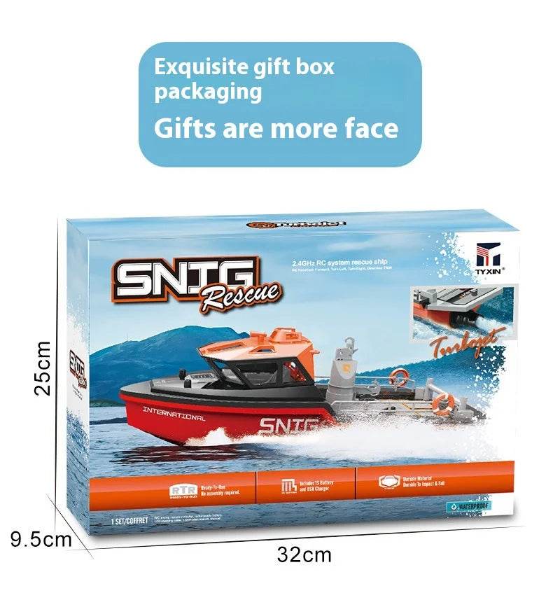 RC High-Speed 2.4G Wireless Brushless RC Rescue Tugboat - Remote Control Boat for Kids and Adults, Perfect Gift for Birthdays - ToylandEU