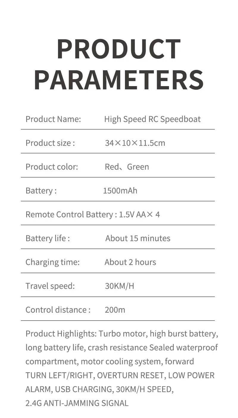 RC High-Speed 2.4G Wireless Remote Control Electric Racing Boat - Perfect Gift for Boys! - ToylandEU