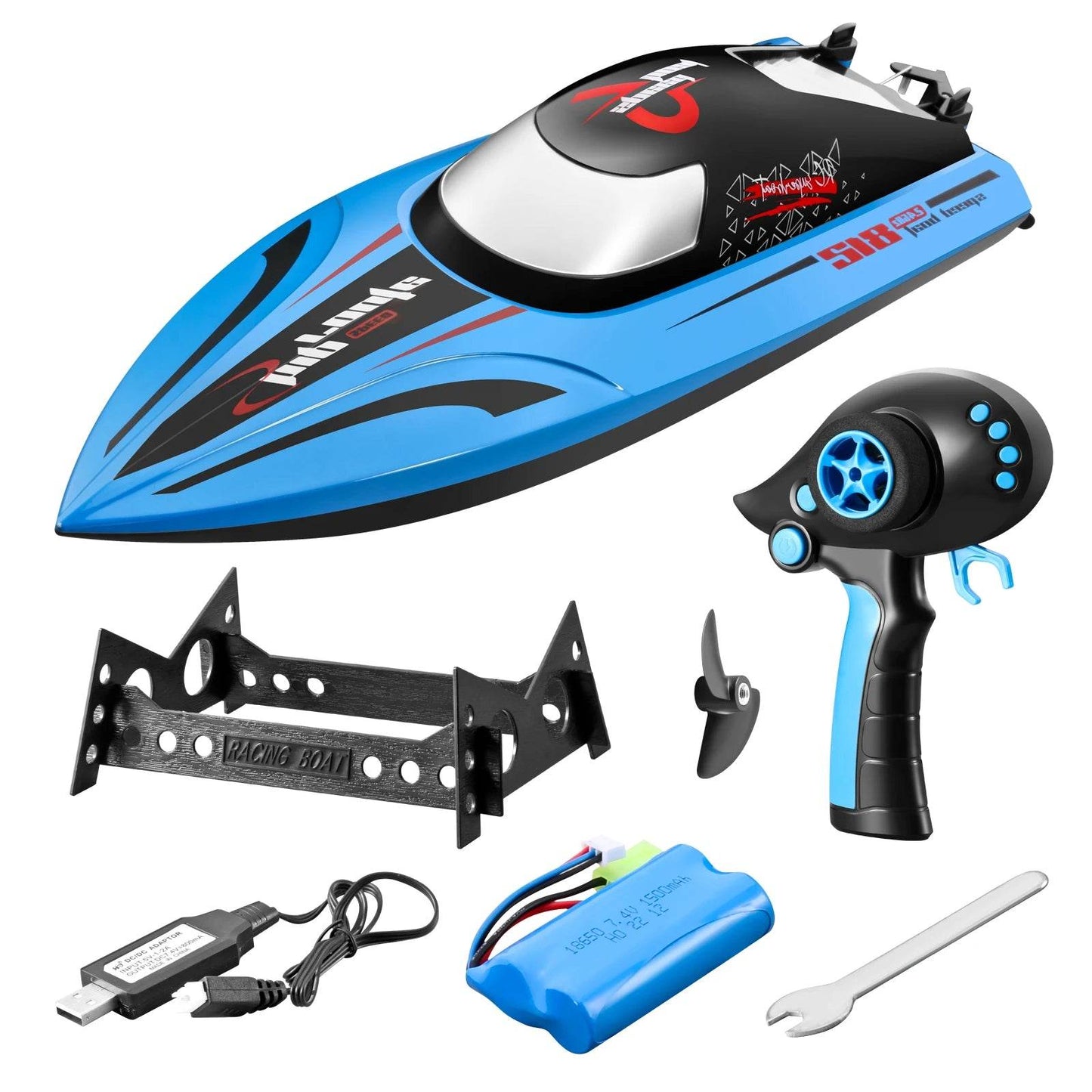 RC High-Speed 40 Km/h RC Boat with Dual Motors - Waterproof Remote Control Speedboat for Ages 14+ - ToylandEU