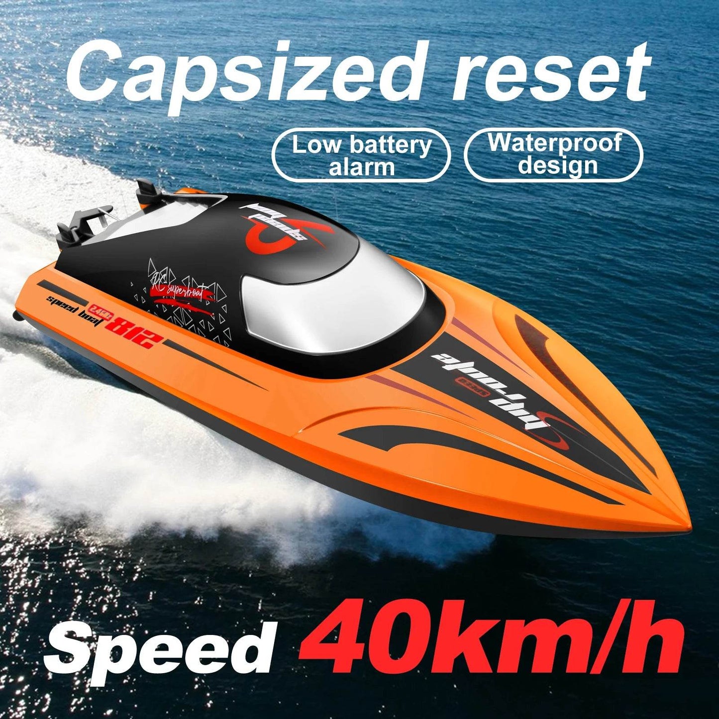 RC High-Speed 40 Km/h RC Boat with Dual Motors - Waterproof Remote Control Speedboat for Ages 14+ - ToylandEU