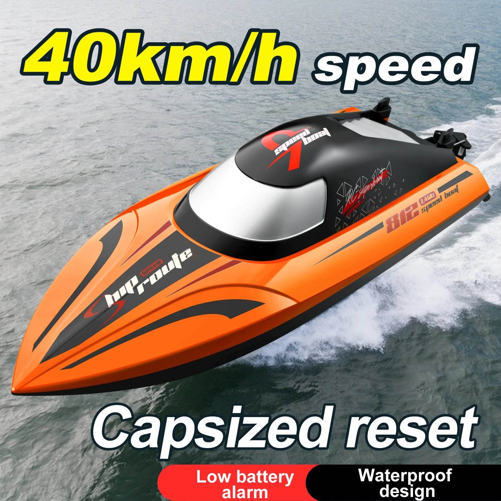 RC High-Speed 40 Km/h RC Boat with Dual Motors - Waterproof Remote Control Speedboat for Ages 14+ - ToylandEU