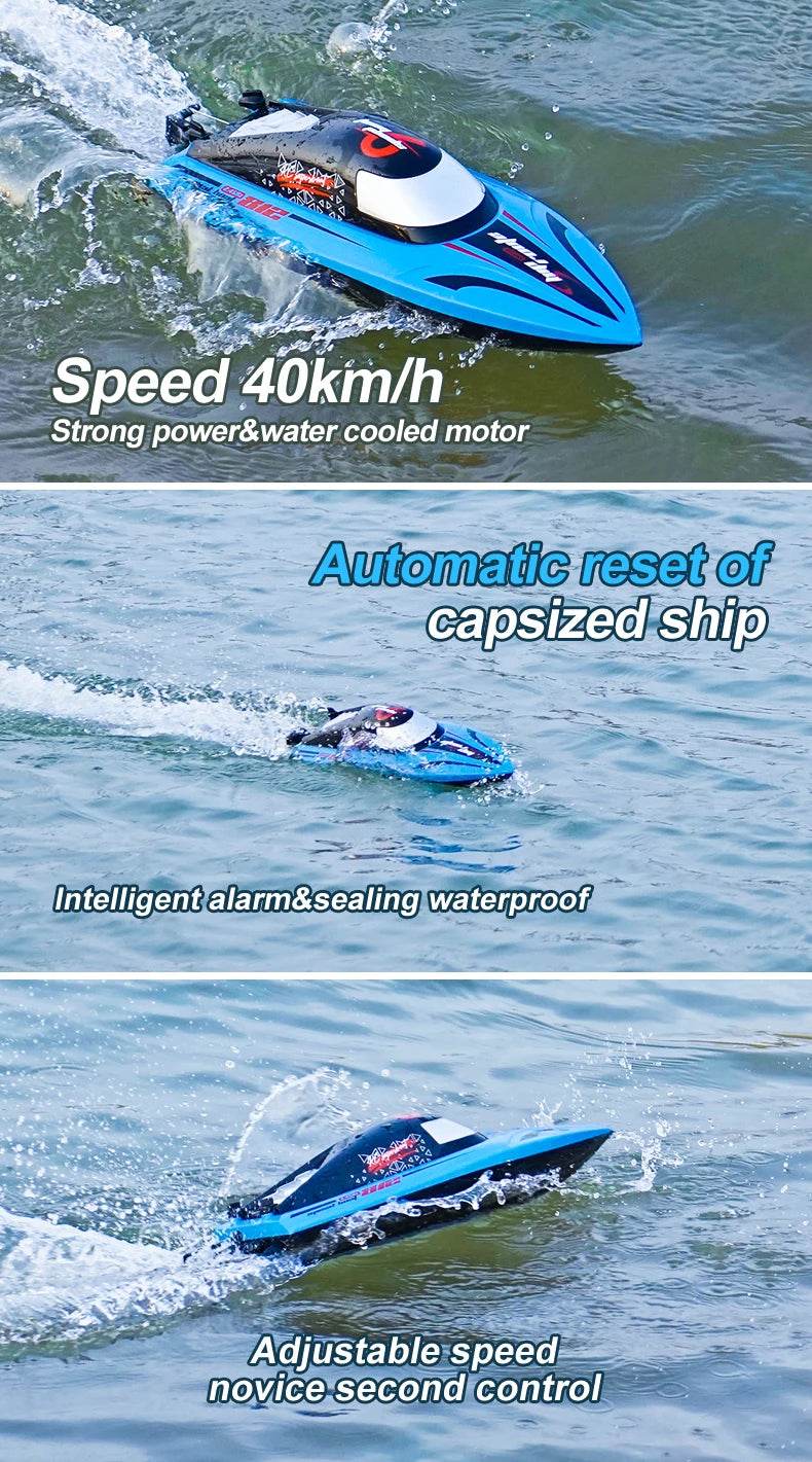 RC High-Speed 40 Km/h RC Boat with Dual Motors - Waterproof Remote Control Speedboat for Ages 14+ - ToylandEU