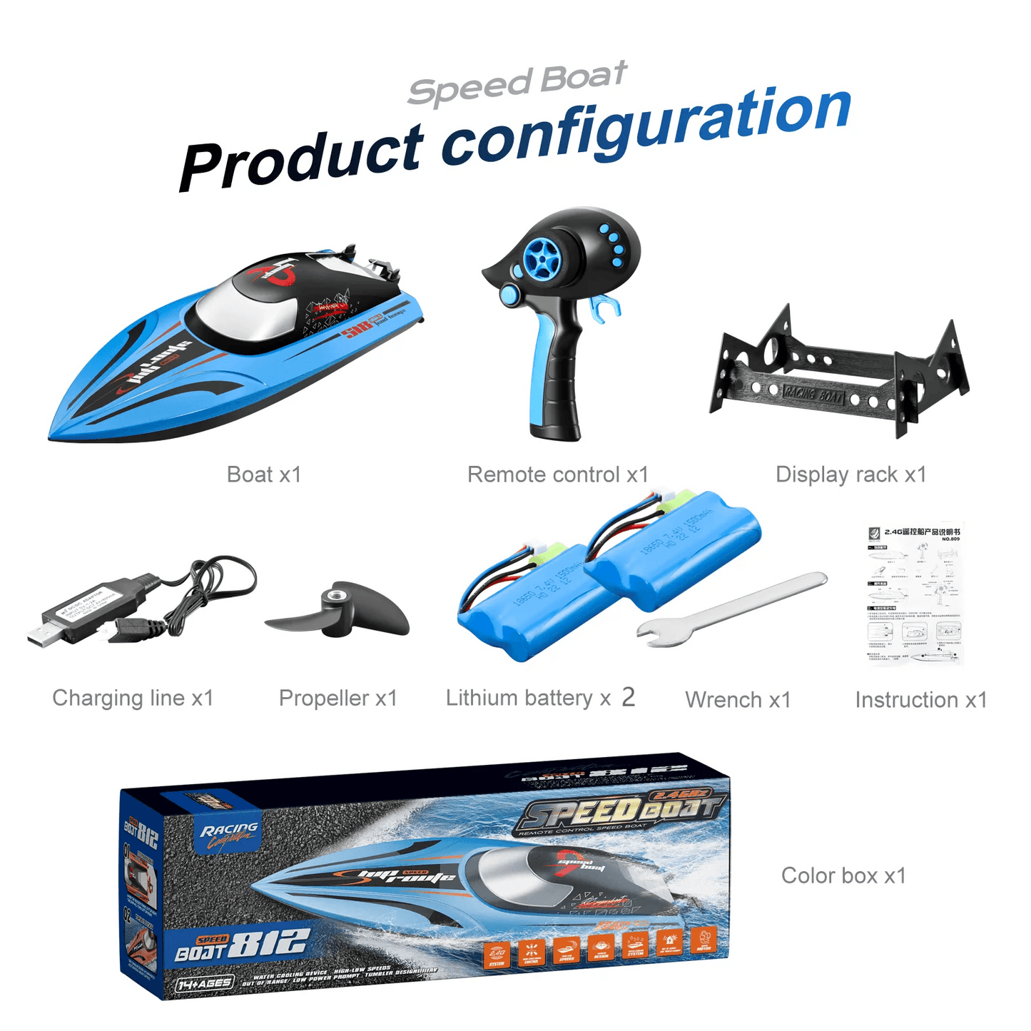 RC High-Speed 40 Km/h RC Boat with Dual Motors - Waterproof Remote Control Speedboat for Ages 14+ - ToylandEU