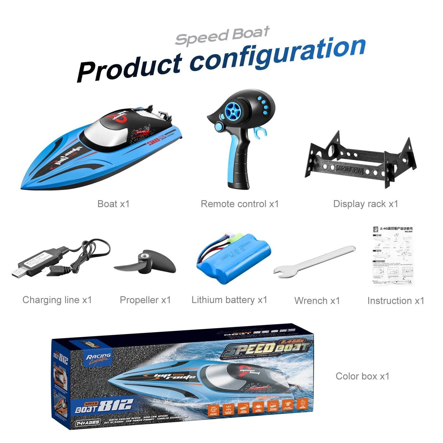 RC High-Speed 40 Km/h RC Boat with Dual Motors - Waterproof Remote Control Speedboat for Ages 14+ - ToylandEU