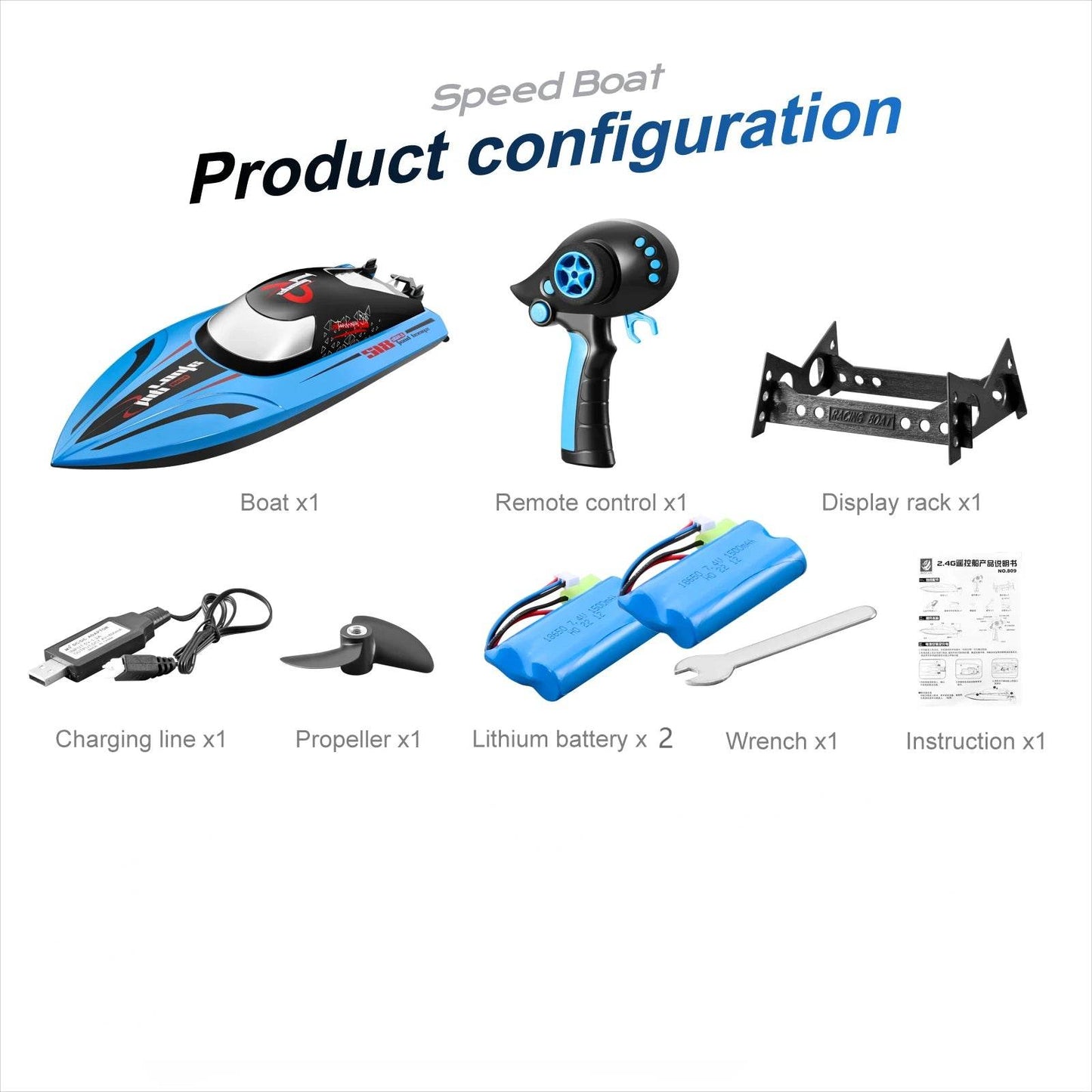 RC High-Speed 40 Km/h RC Boat with Dual Motors - Waterproof Remote Control Speedboat for Ages 14+ - ToylandEU
