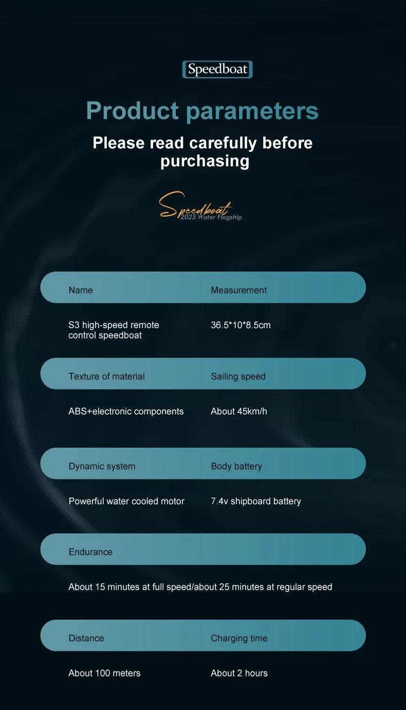 RC High-Speed 45KM/H Remote-Controlled RC Boat for Kids - 36cm Rechargeable Water Racer - ToylandEU