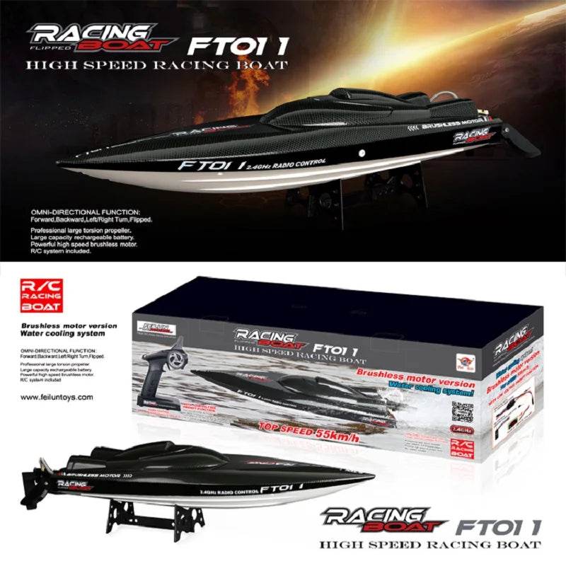 RC High-Speed 50km/h 65CM FT011 Brushless RC Racing Boat with Water Cooling - Ready-to-Run 2.4GHz Gift for Kids - ToylandEU