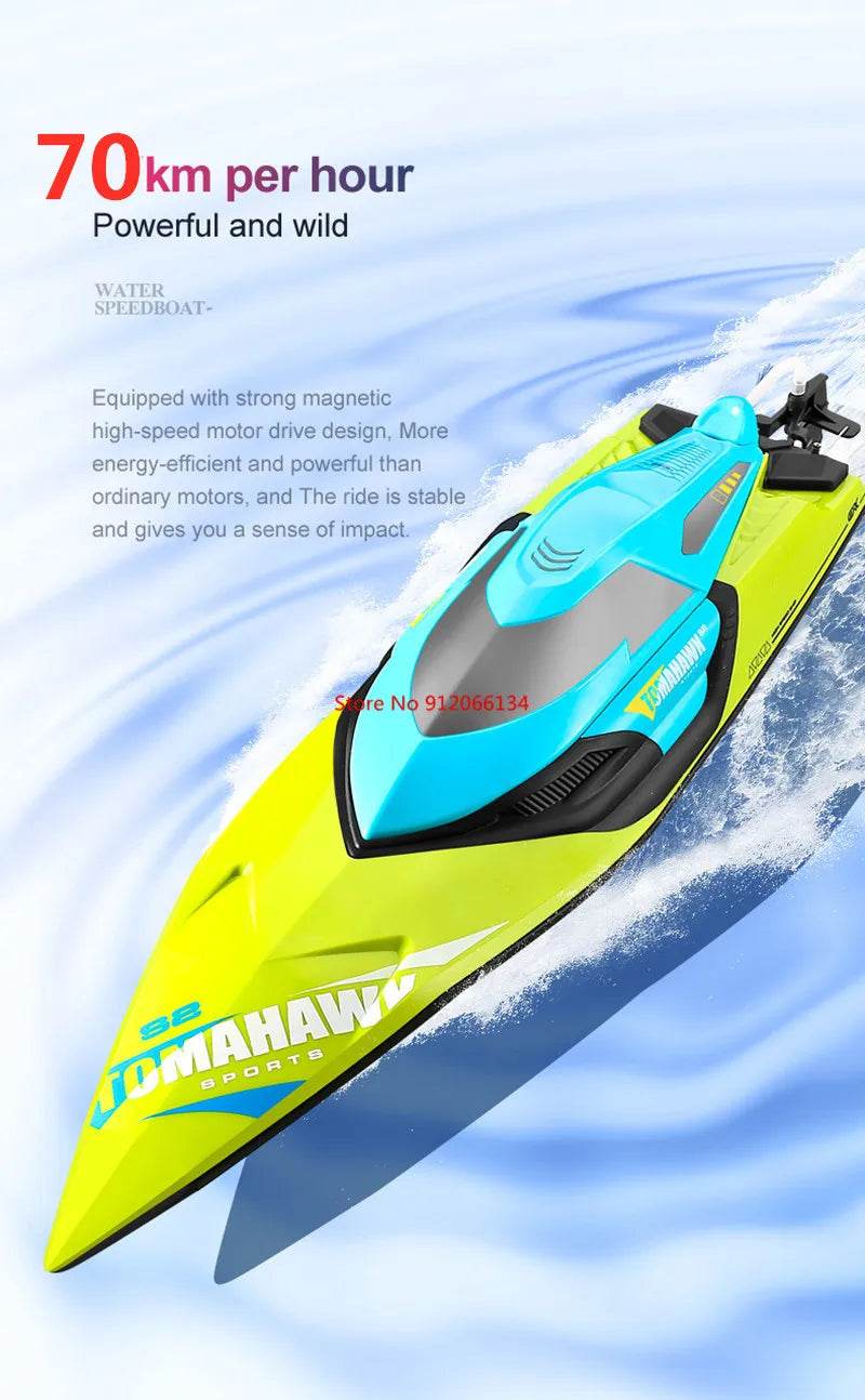 RC High-Speed 70KM/H RC Racing Boat - Double-Layer Waterproof Remote Control Yacht with Capsize Reset & Water Cooling System, 50CM Oversized Design - ToylandEU