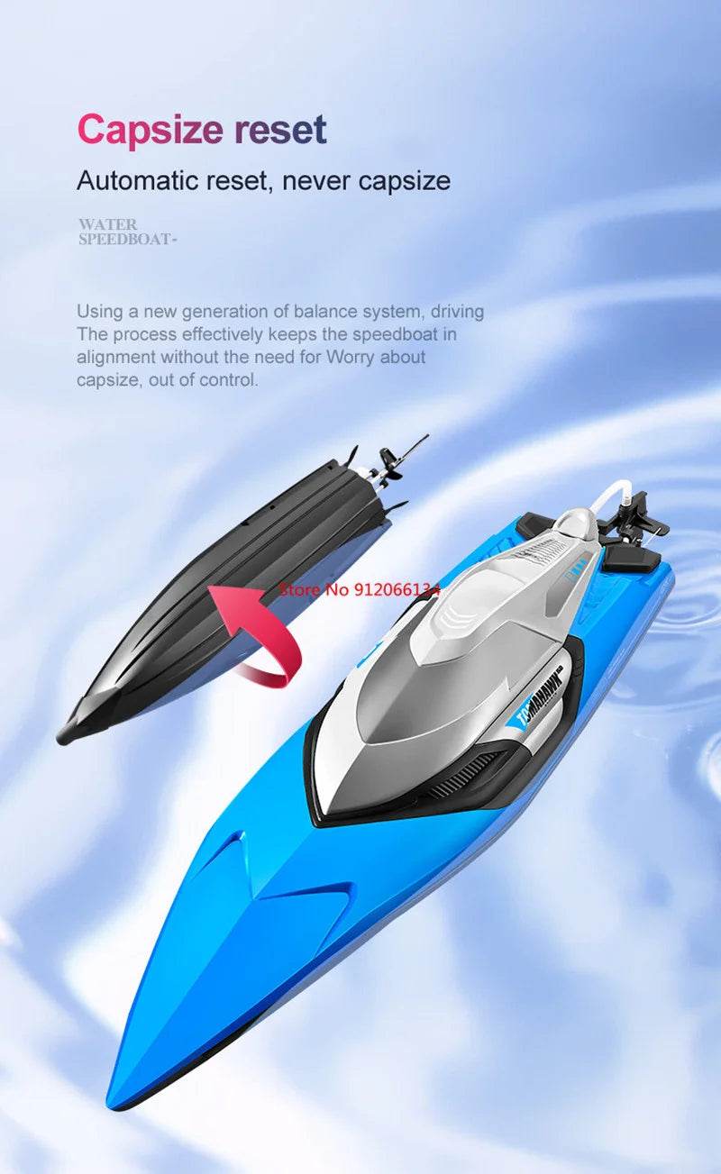 RC High-Speed 70KM/H RC Racing Boat - Double-Layer Waterproof Remote Control Yacht with Capsize Reset & Water Cooling System, 50CM Oversized Design - ToylandEU