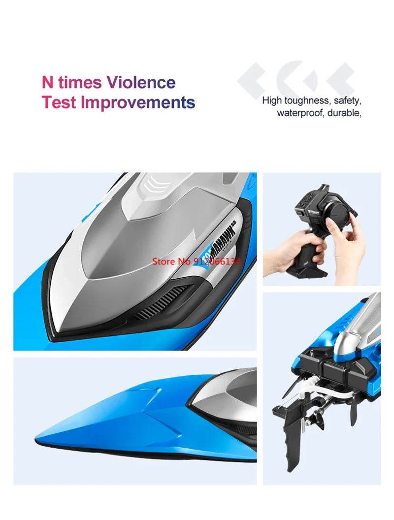 RC High-Speed 70KM/H RC Racing Boat - Double-Layer Waterproof Remote Control Yacht with Capsize Reset & Water Cooling System, 50CM Oversized Design - ToylandEU
