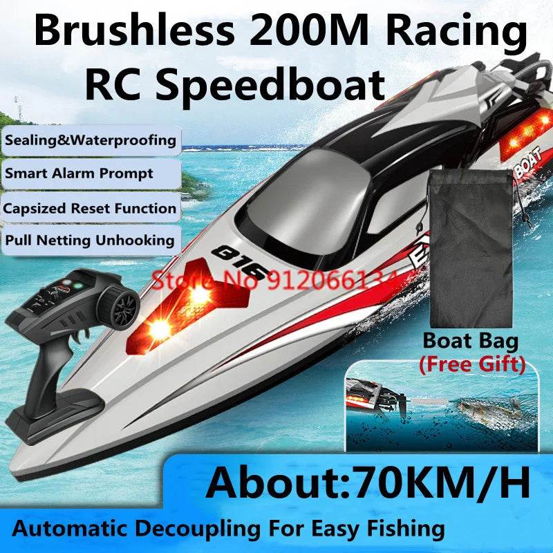RC High-Speed 70KM/H Remote Control Racing Boat with 200M Range and Capsize Recovery – Waterproof RC Toy for Ages 14+ - ToylandEU