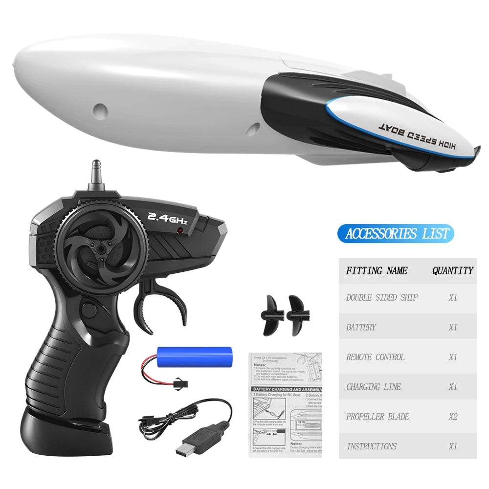 RC High-Speed Dual-Sided Electric RC Boat with Remote Control Fun - ToylandEU