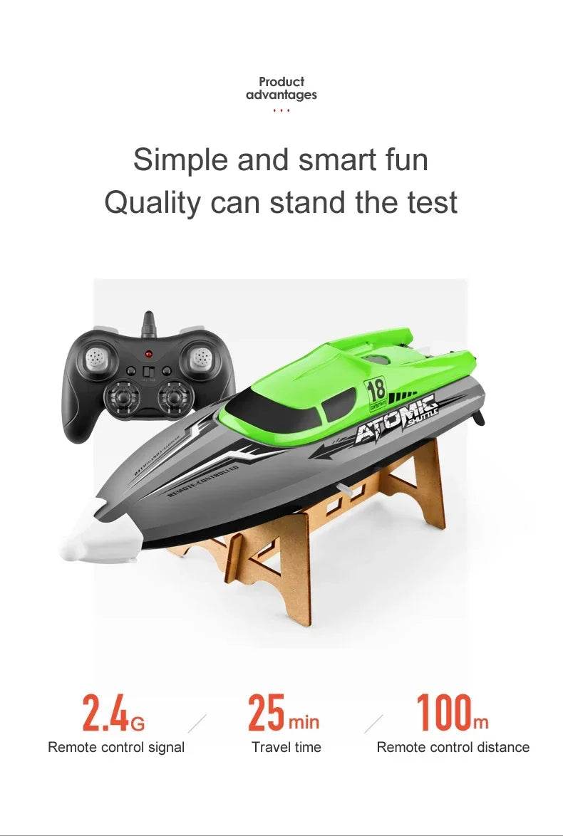 RC High-Speed Electric Remote-Controlled Racing Boat with Cooling Feature and Fishnet Pull Design - ToylandEU