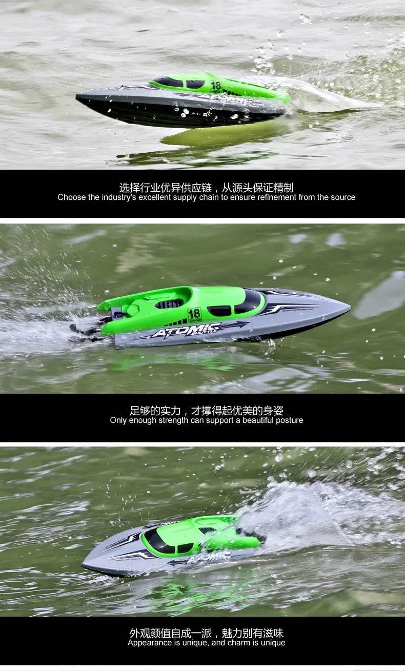 RC High-Speed Electric Remote-Controlled Racing Boat with Cooling Feature and Fishnet Pull Design - ToylandEU