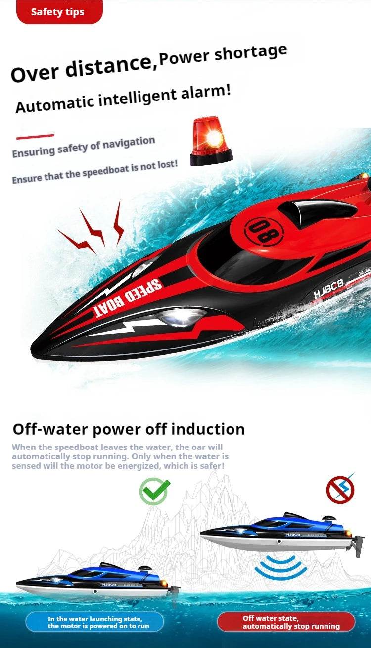 RC High-Speed Hj808 Remote Control Speedboat - 25 Km/H Electric Toy for Kids with 2.4g Technology - ToylandEU