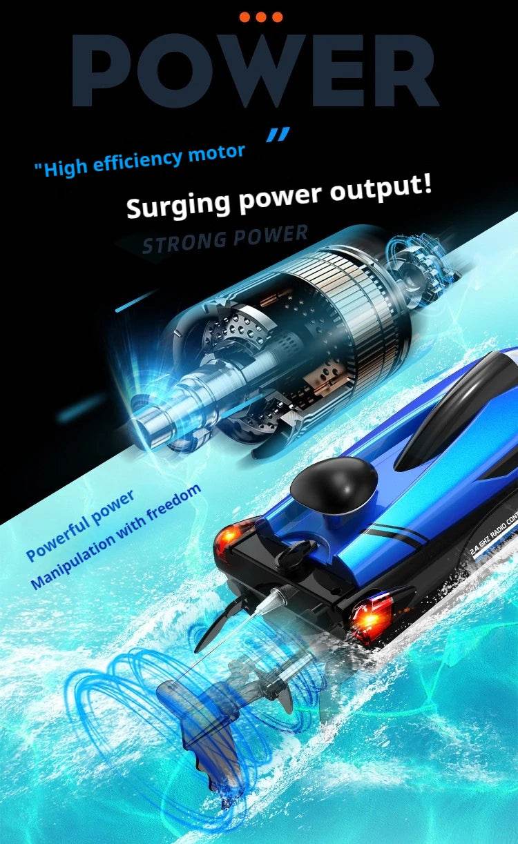 RC High-Speed Hj808 Remote Control Speedboat - 25 Km/H Electric Toy for Kids with 2.4g Technology - ToylandEU