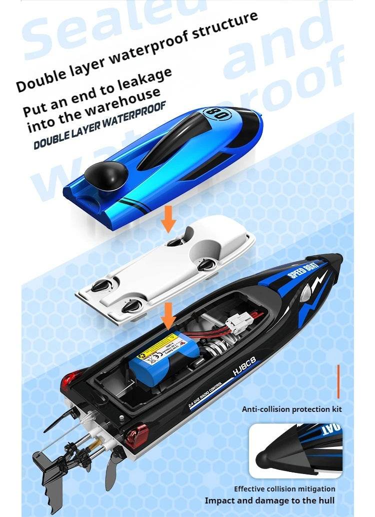 RC High-Speed Hj808 Remote Control Speedboat - 25 Km/H Electric Toy for Kids with 2.4g Technology - ToylandEU