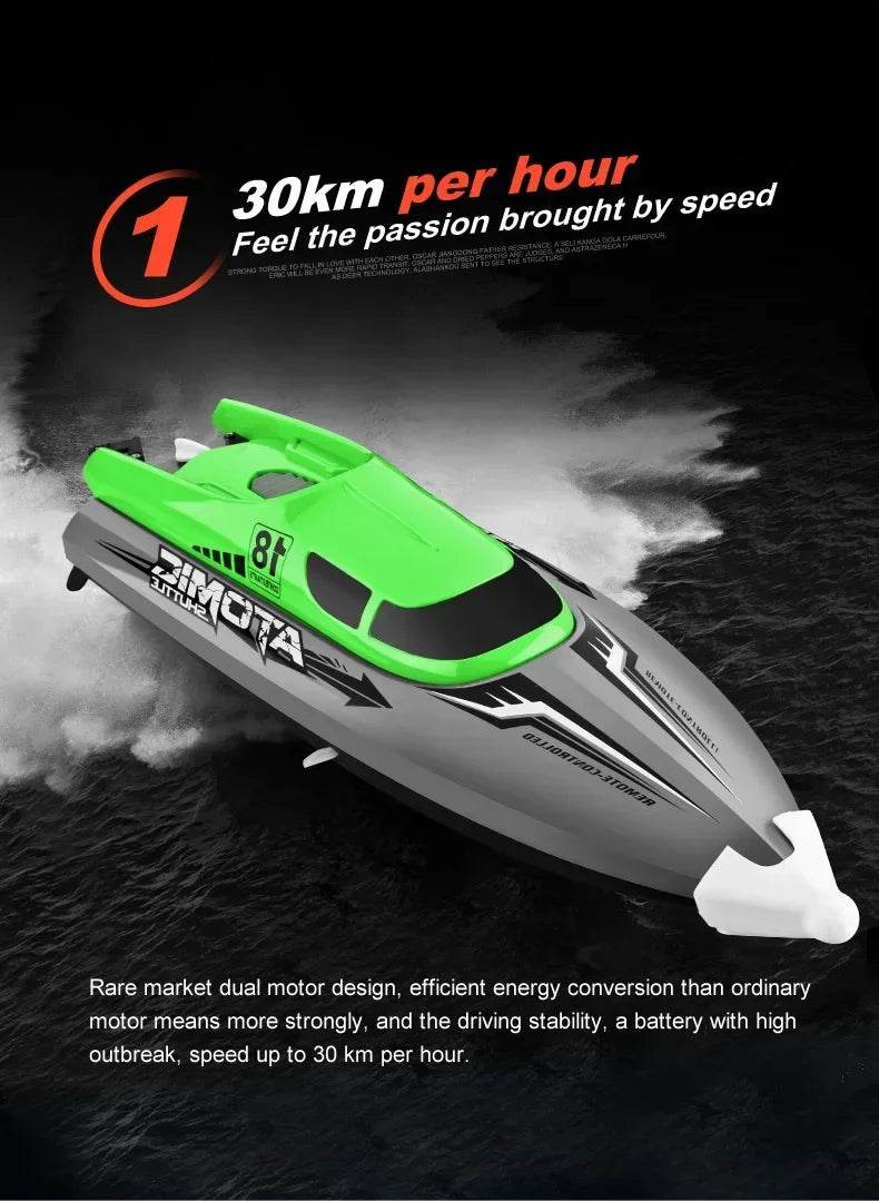 RC High-Speed RC Racing Boat with Overturn Reset and Fishnet Pull Feature - ToylandEU