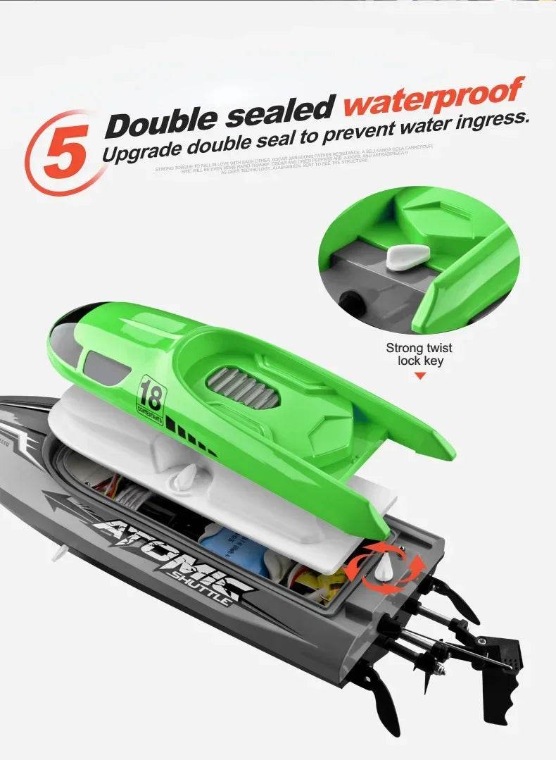 RC High-Speed RC Racing Boat with Overturn Reset and Fishnet Pull Feature - ToylandEU