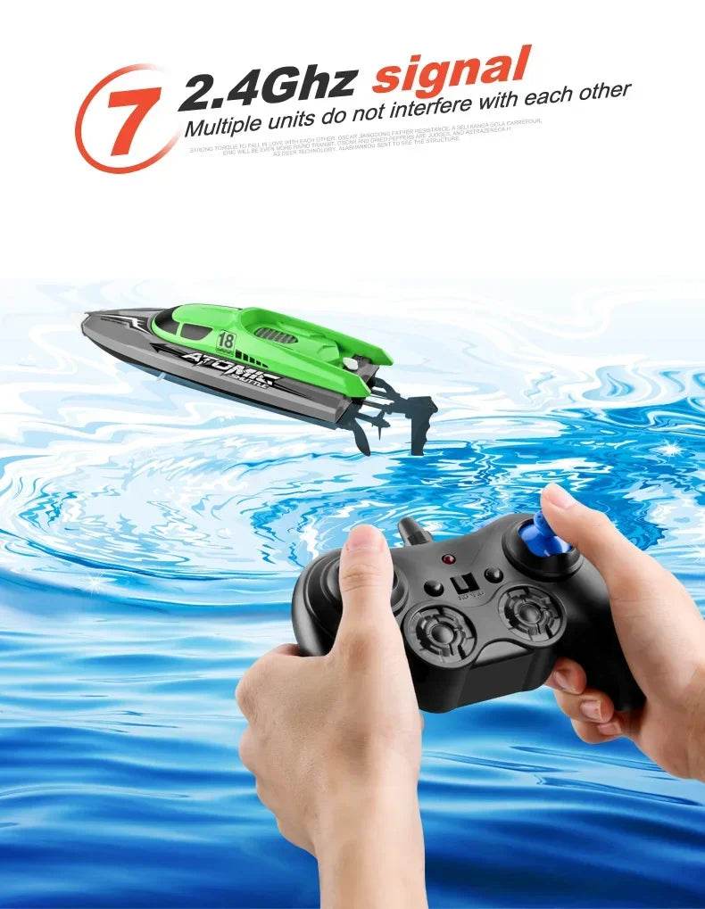 RC High-Speed RC Racing Boat with Overturn Reset and Fishnet Pull Feature - ToylandEU