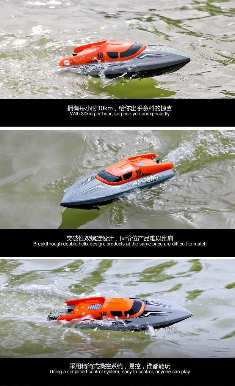 RC High-Speed RC Racing Boat with Overturn Reset and Fishnet Pull Feature - ToylandEU
