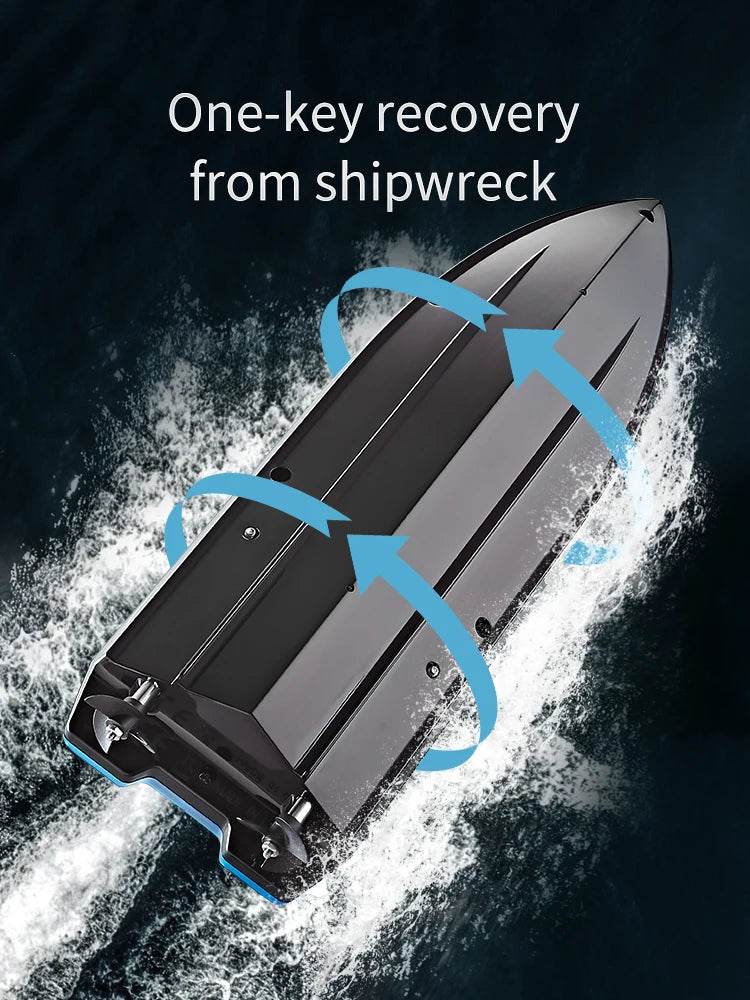 RC High-Speed RC Speedboat with LED Lights - Rechargeable, Waterproof Fun for Kids - 2-Hour Endurance Outdoor Toy - ToylandEU