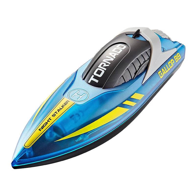 RC High-Speed Remote Control RC Speedboat with LED Lights - Rechargeable, Waterproof & 2-Hour Endurance for Kids Outdoor Fun - ToylandEU