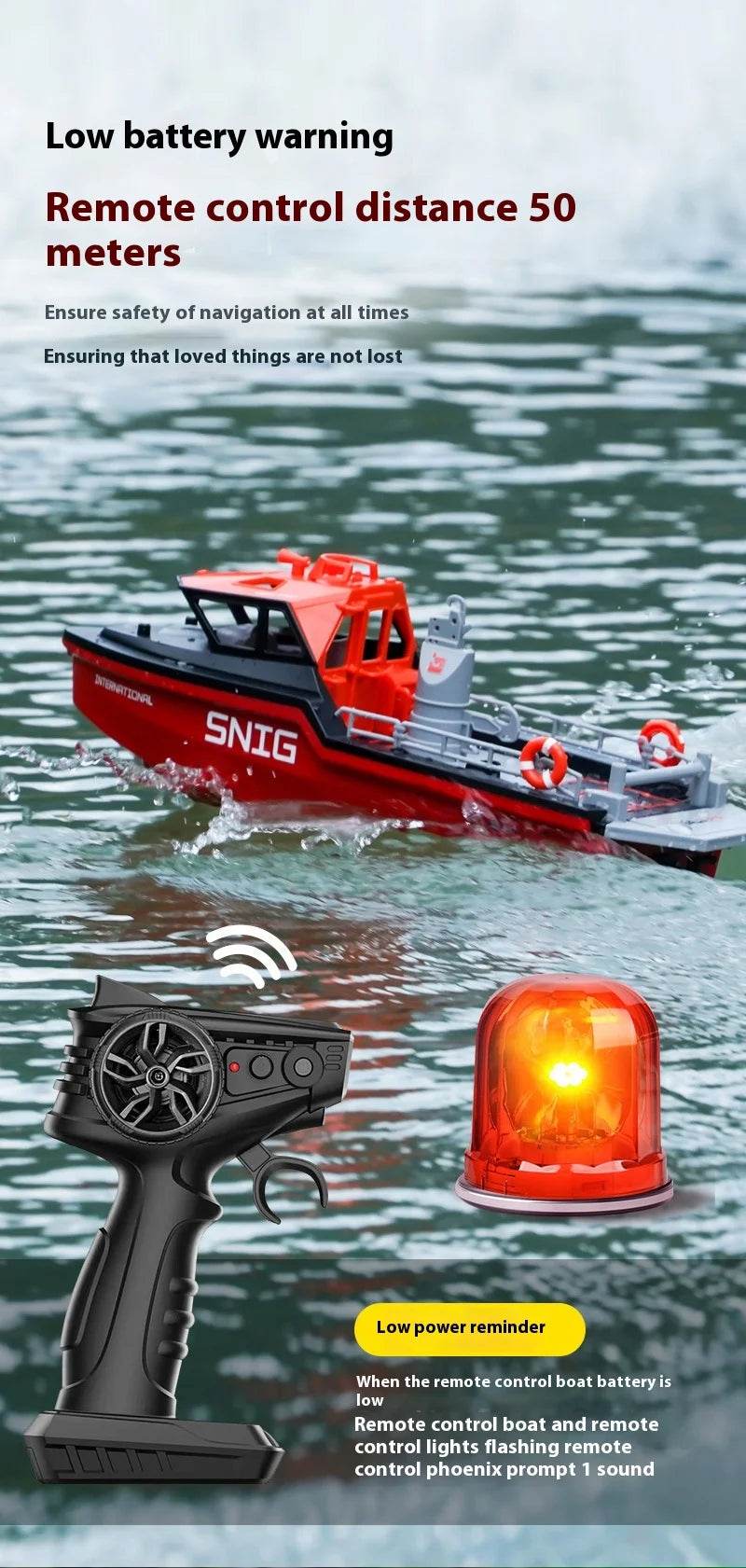 RC High-Speed Remote Control Rescue Tugboat 694 - 2.4G Wireless Brushless RC Toy for Kids' Gifts - ToylandEU