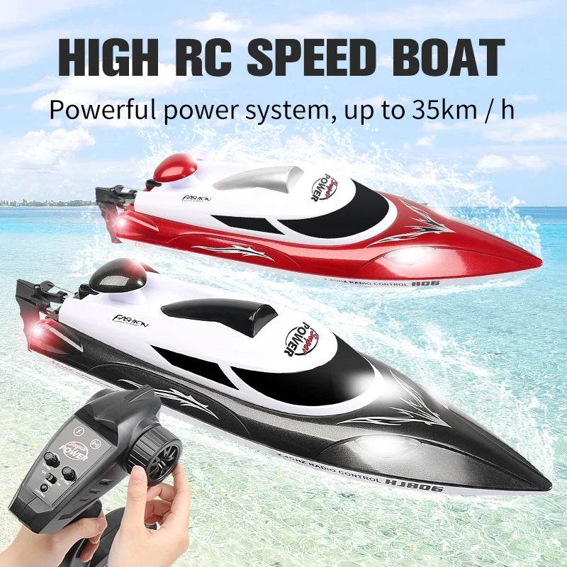 RC High-Speed Remote Control Speedboat with Night Light and Capsize Reset - Ideal Gift for Kids (Model HJ806) - ToylandEU