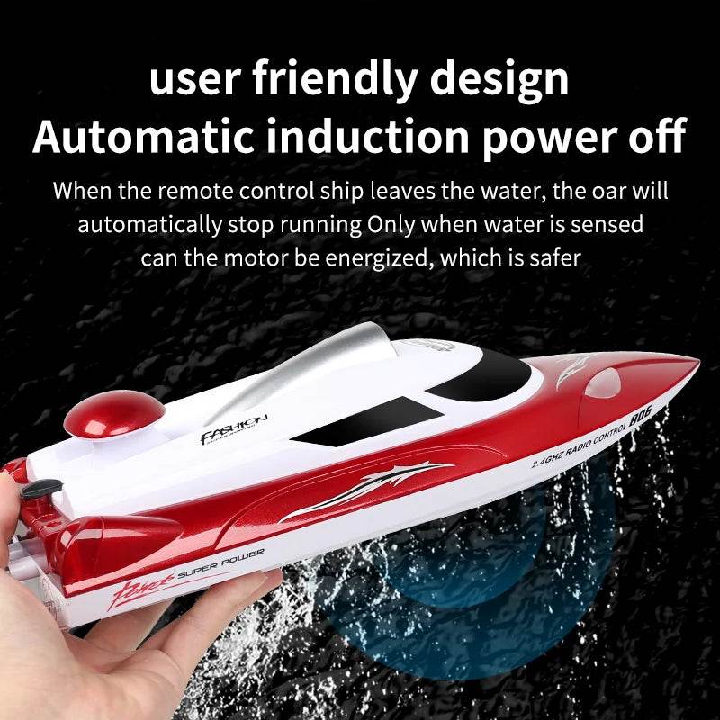 RC High-Speed Remote Control Speedboat with Night Light and Capsize Reset - Ideal Gift for Kids (Model HJ806) - ToylandEU