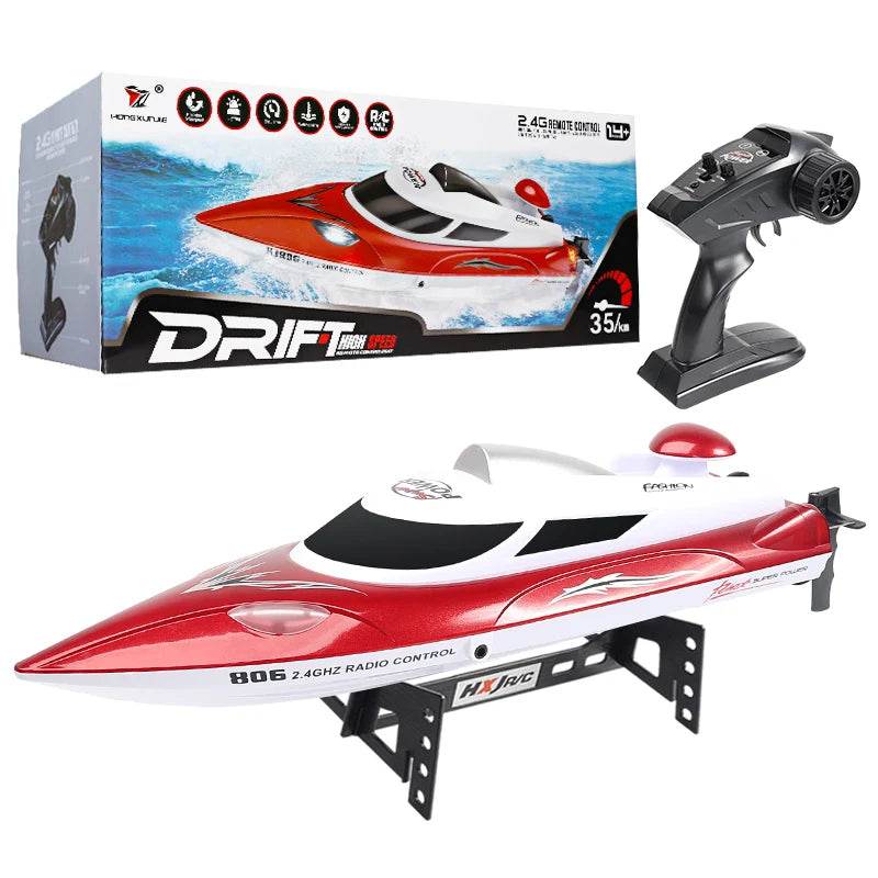 RC High-Speed Remote Control Speedboat with Night Light and Capsize Reset - Ideal Gift for Kids (Model HJ806) - ToylandEU