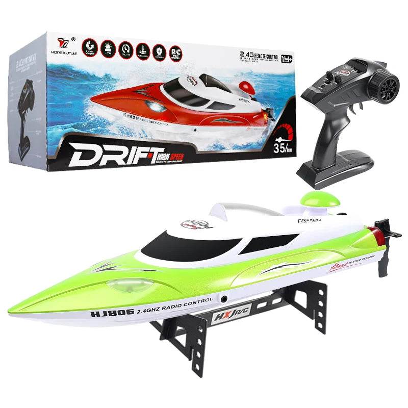RC High-Speed Remote Control Speedboat with Night Light and Capsize Reset - Ideal Gift for Kids (Model HJ806) - ToylandEU