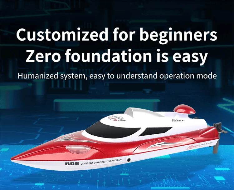 RC High-Speed Remote Control Speedboat with Night Light and Capsize Reset - Ideal Gift for Kids (Model HJ806) - ToylandEU