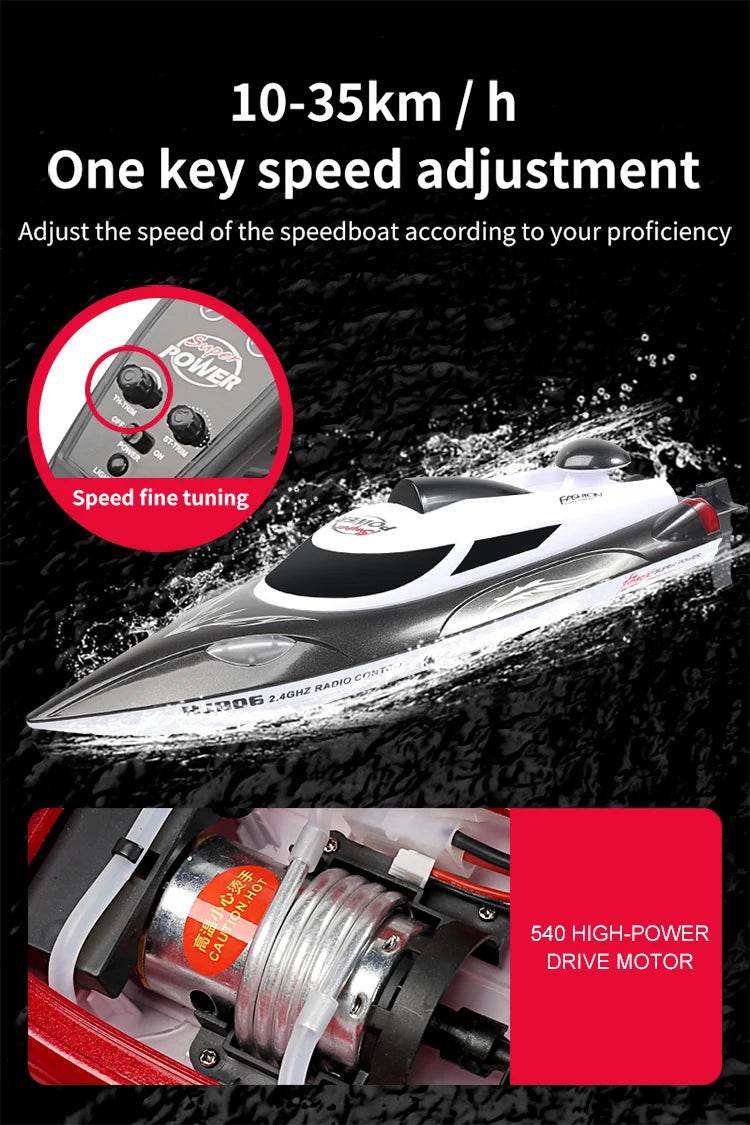 RC High-Speed Remote Control Speedboat with Night Light and Capsize Reset - Ideal Gift for Kids (Model HJ806) - ToylandEU