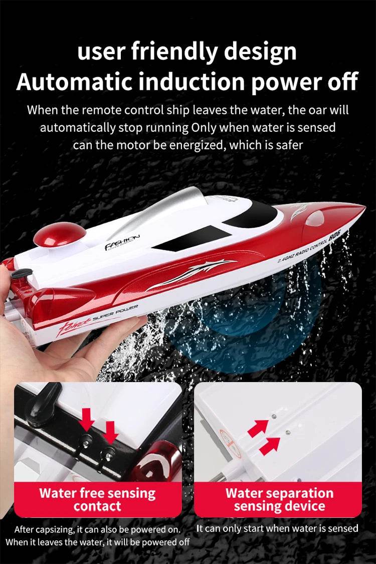 RC High-Speed Remote Control Speedboat with Night Light and Capsize Reset - Ideal Gift for Kids (Model HJ806) - ToylandEU