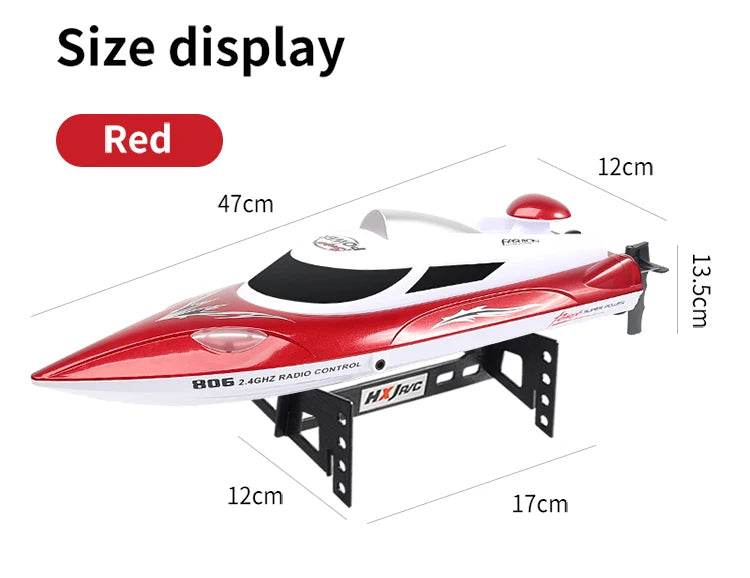 RC High-Speed Remote Control Speedboat with Night Light and Capsize Reset - Ideal Gift for Kids (Model HJ806) - ToylandEU