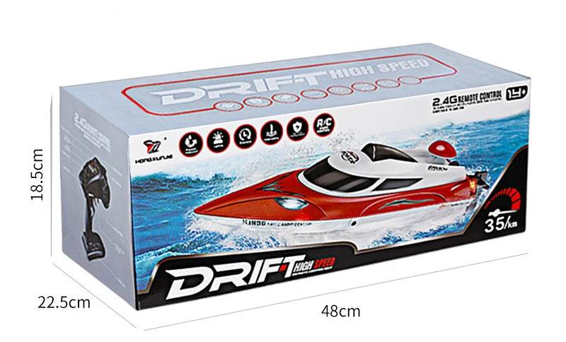 RC High-Speed Remote Control Speedboat with Night Light and Capsize Reset - Ideal Gift for Kids (Model HJ806) - ToylandEU