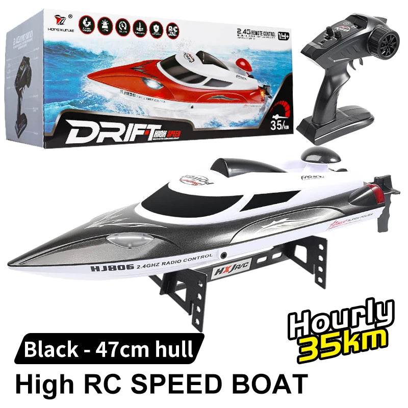 RC High-Speed Remote Control Speedboat with Night Light and Capsize Reset - Ideal Gift for Kids (Model HJ806) - ToylandEU