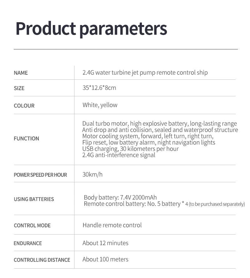 RC High-Speed Remote Control Water Toy Ship with Double Vortex Spray – S2 Clipper for Kids - ToylandEU