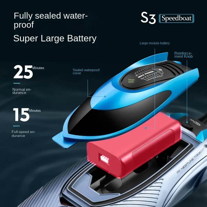 RC High-Speed S3 RC Speedboat 45 KM/H - Powerful Waterproof Remote Control - ToylandEU