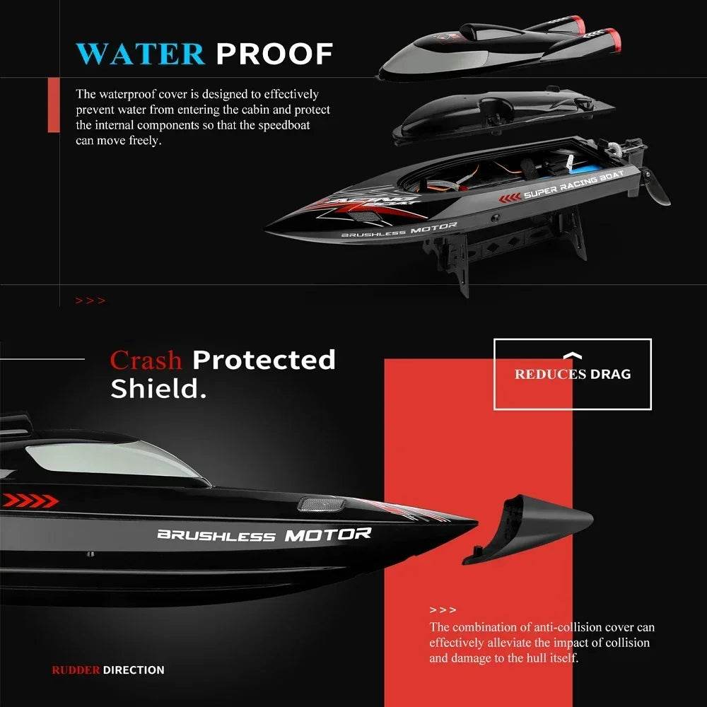 RC High-Speed WL916 RC Racing Boat - 55KM/H Brushless Speedboat with Dual Batteries for Adults - ToylandEU