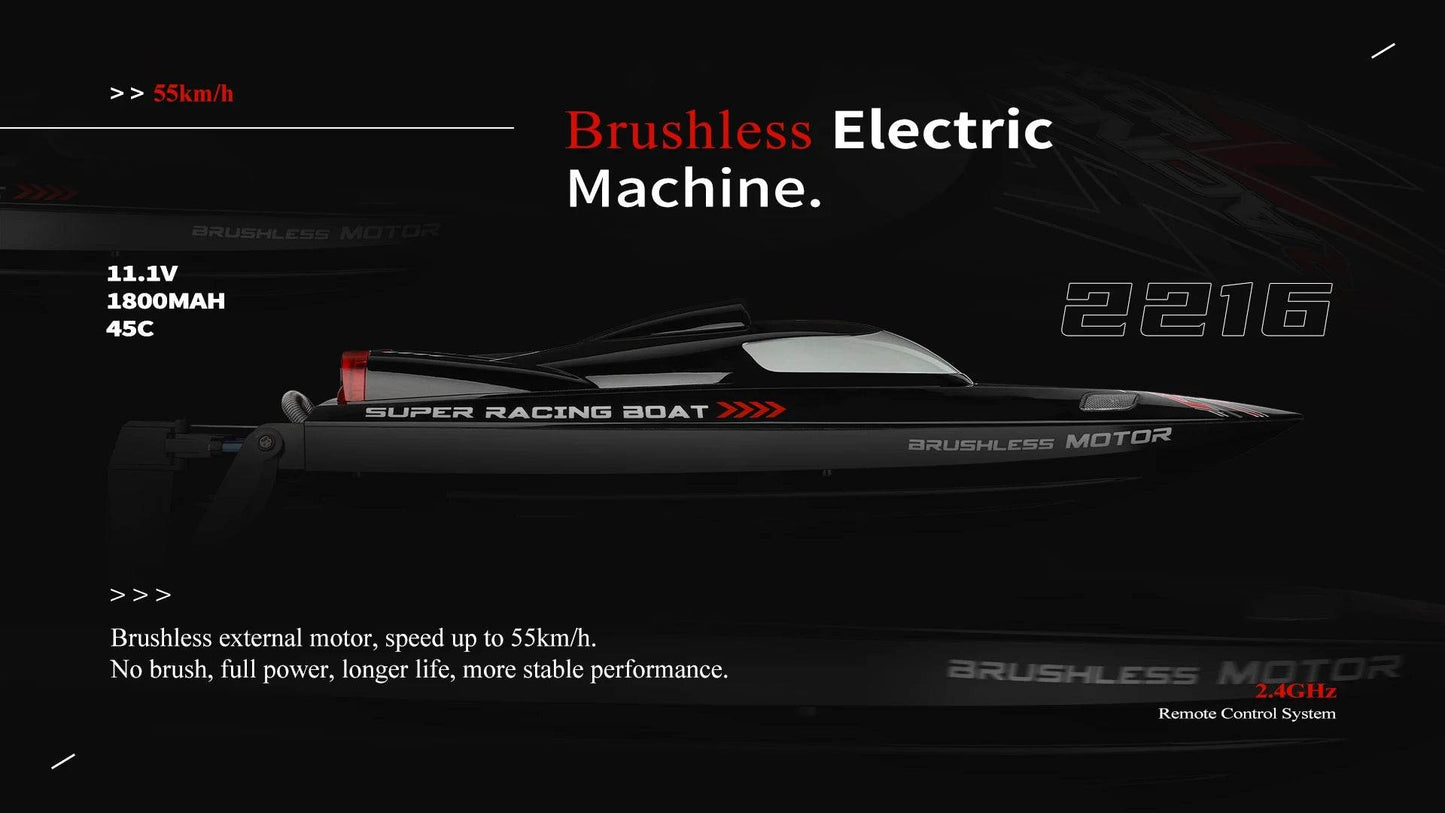 RC High-Speed WL916 RC Racing Boat - 55KM/H Brushless Speedboat with Dual Batteries for Adults - ToylandEU