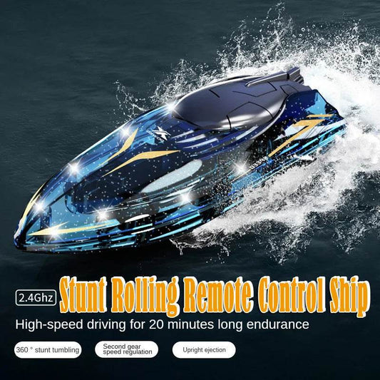 RC High-Speed Waterproof RC Racing Boat with Exciting Stunt Roll Features and 2.4G Remote - ToylandEU