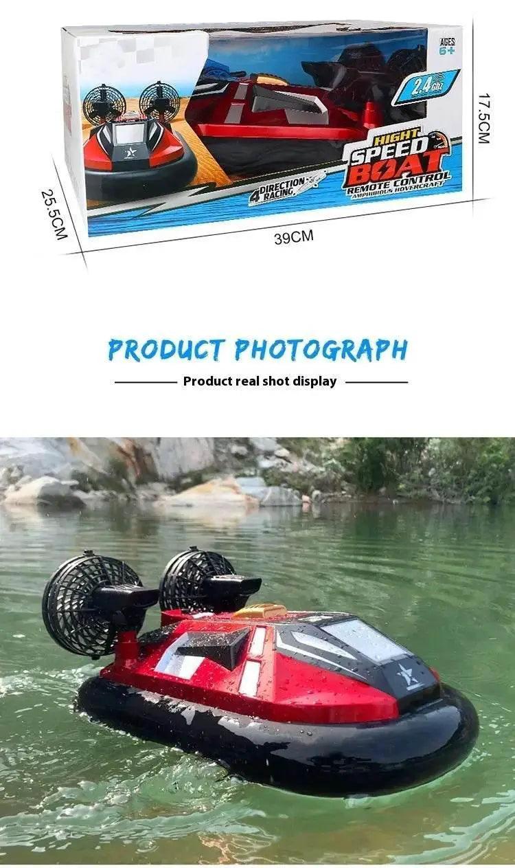  RC High-Speed 2.4g Amphibious RC Hovercraft - 4-Way Simulation Speedboat for Kids' Outdoor Fun -  ToylandEU™