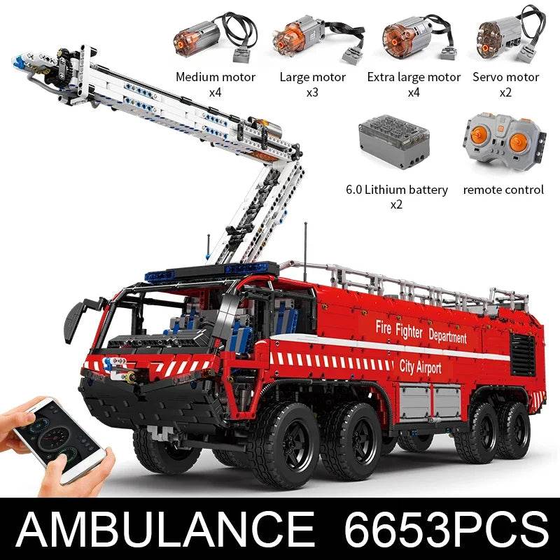 RC Innovative MOULD KING Remote Control Building Set: Crane, Excavator & Fire Truck - ToylandEU